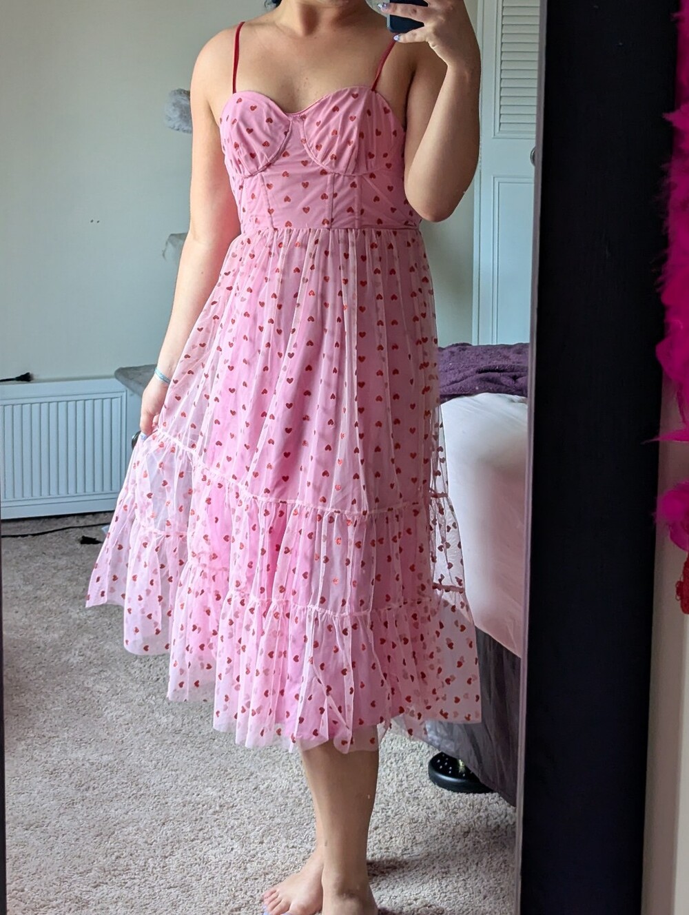 Sweetheart Pink Tiered Tulle Dress